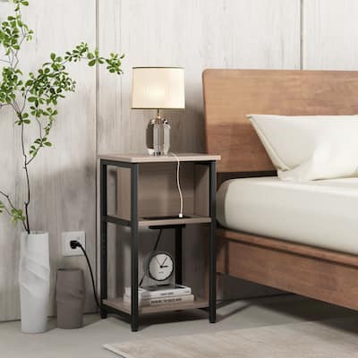 3-Tier End Table with USB Ports and Power Outlets