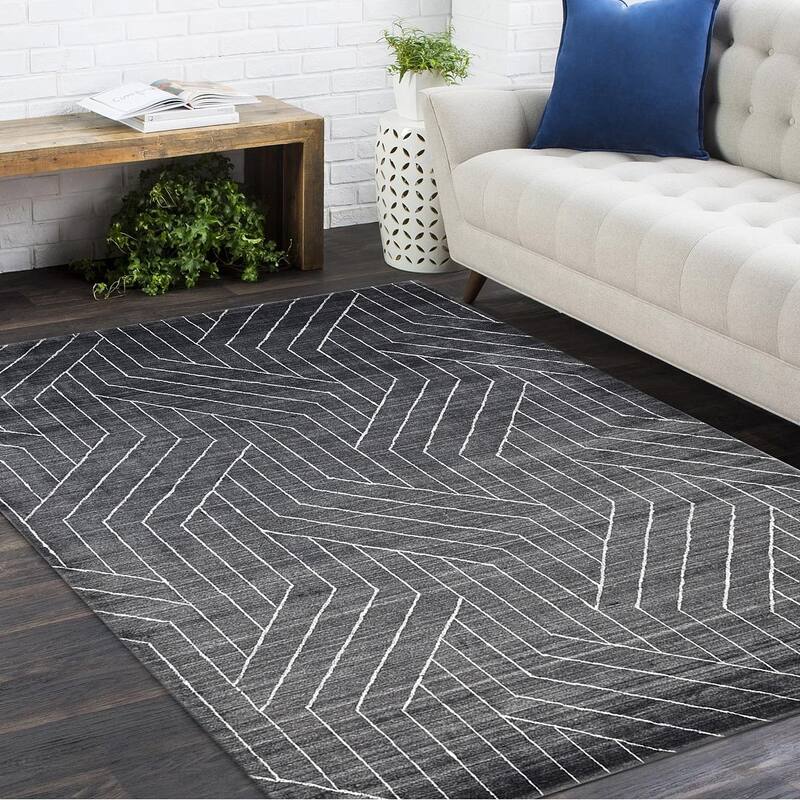 Overton Handmade Modern Contemporary Geometric Area Rug - 10'x14' - Charcoal