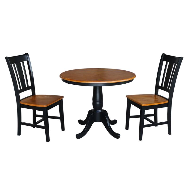 36" Round Top Pedestal Ext Table with 12" Leaf and San Remo Chairs