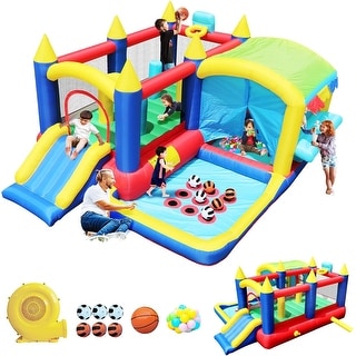 7-in-1 Inflatable Bounce House - Ball Pool, Trampoline, Tic-Tac-Toe