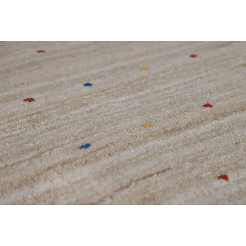 Striped Camel Gabbeh Oriental Square Rug Handmade Wool Carpet - 9'11" x 9'7"