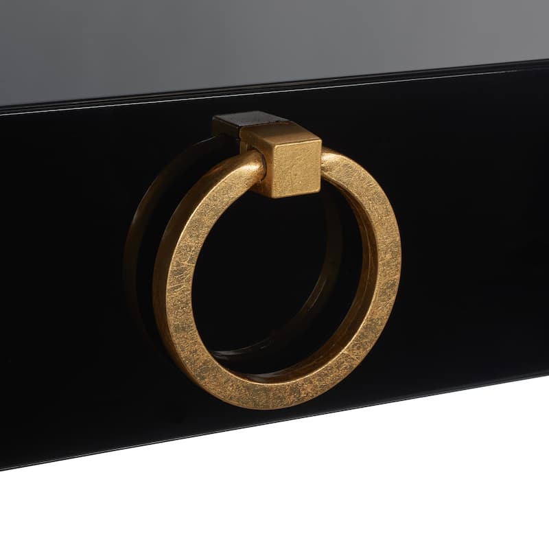 SAFAVIEH Couture Quyen Gold Leaf Black Lacquer 2-Drawer Storage Desk