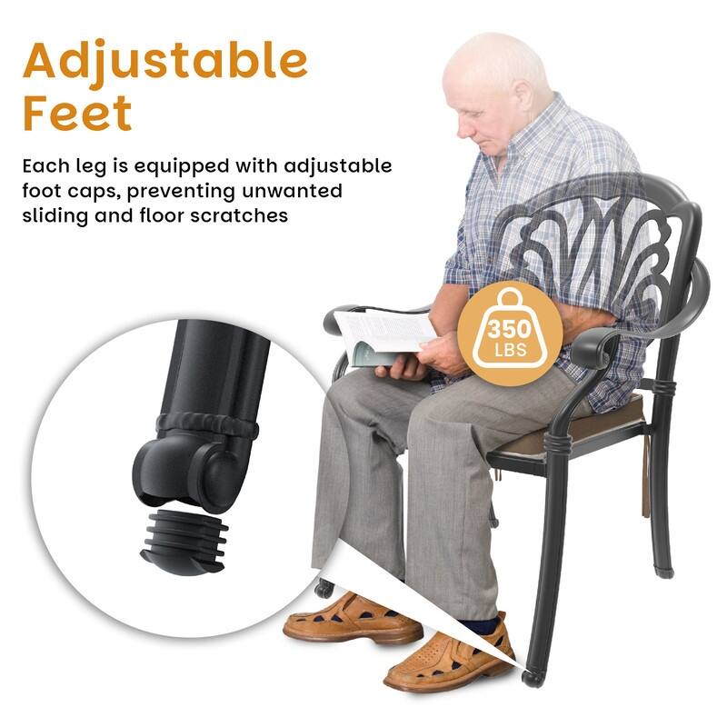 Stacking OutdoorPatio Dining Armchair with Brown Cushions