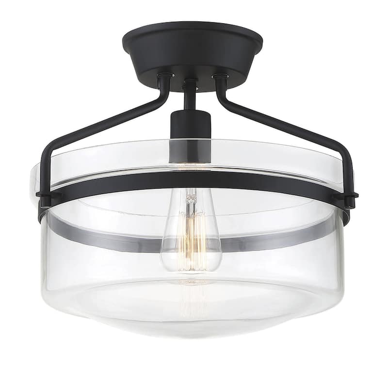 Meridian M60011 Single Light 13" Wide Semi-Flush Bowl Ceiling Fixture - Matte Black
