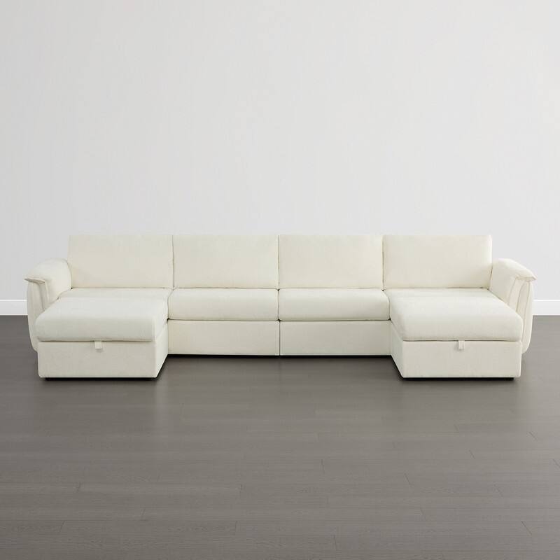 Spruce & Spring Modular Sectional Sofas with Optial Storage Console for Living Room