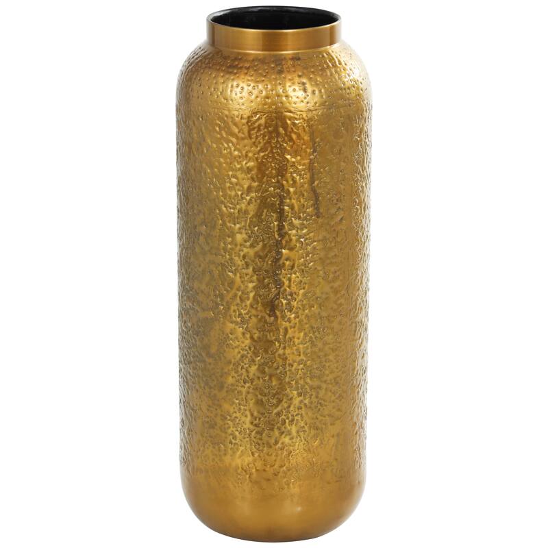 Gold Metal Textured Hammered Vase
