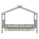 preview thumbnail 61 of 72, Creativity House Bed Twin Size Frame with 2 Wood Drawers for Boys Girls, Wood Platform Bed with Roof No Box Spring Needed