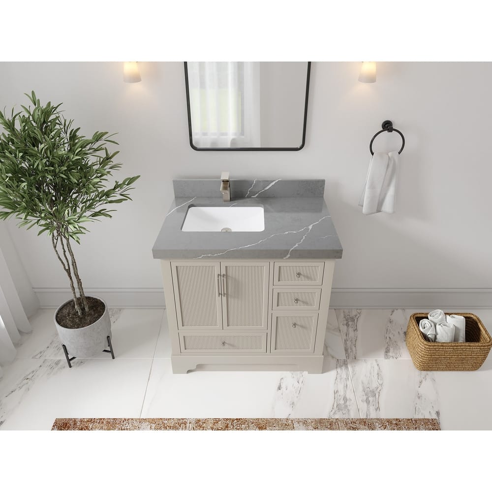 Willow Collections 36 in. W x 22 in. D Alys Left Offset Sink Bathroom Vanity with Countertop