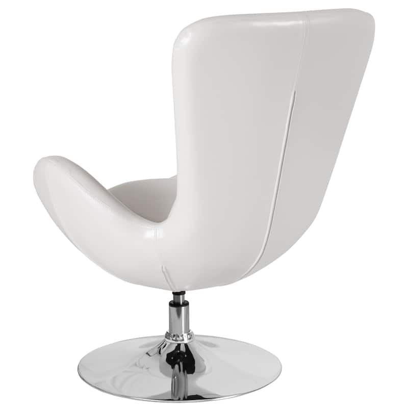 LeatherSoft Swivel Side Reception Chair with Bowed Seat