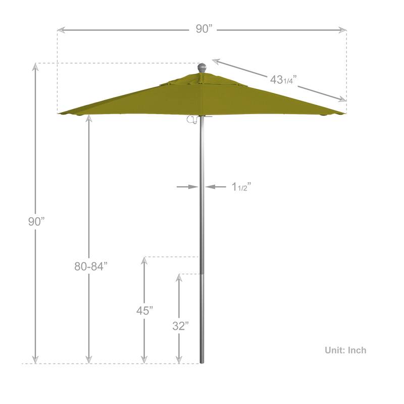 California Umbrella 75' Venture Series Patio Umbrella, Silver Aluminum Pole Fiberglass Ribs Push Lift, Olefin