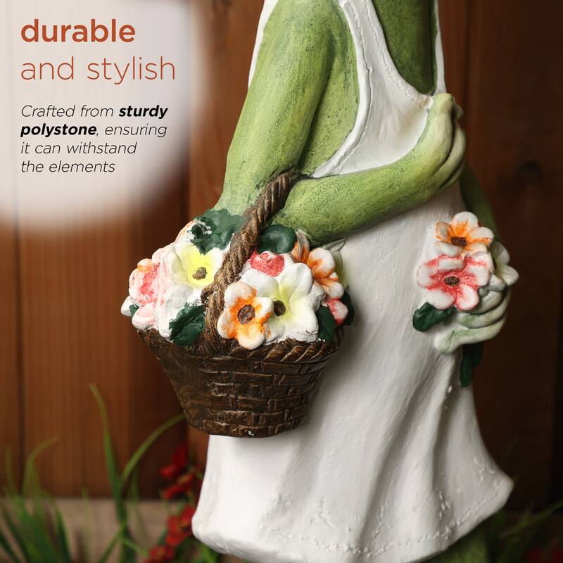 Frog in White Dress Statue w/Flowers