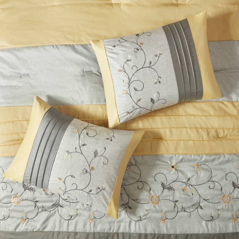 GDF Studio - Embroidered 7-Piece Comforter Set with Decorative Pillows