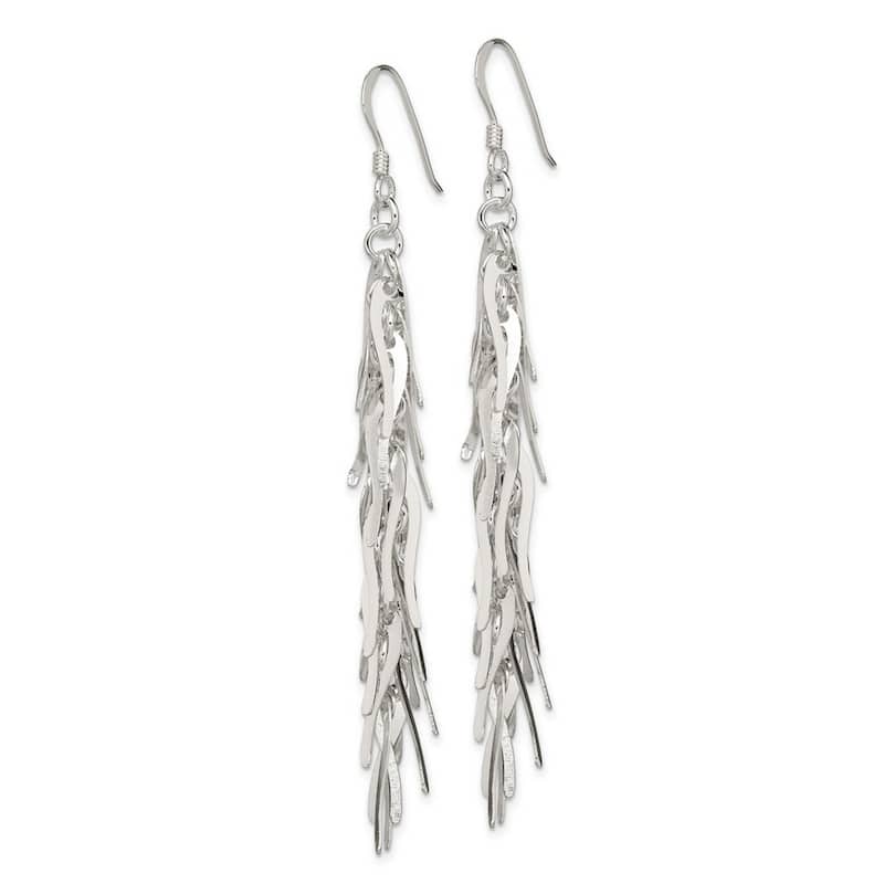 Curata 925 Sterling Silver Dangle Polished Feathered Boho Hook Earrings (15mm x 78mm)