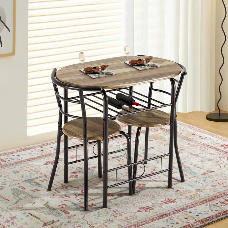 Space-Saving Dining Table Set,Ideal for Small Spaces - Featuring a Stylish Faux Marble or Wood Grain Table with Modern Chairs - 3-Piece - Round