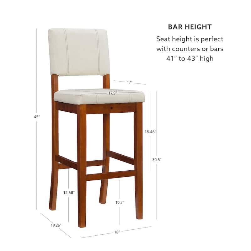 Linon Lombardy Faux Leather and Rubberwood Bar Stool