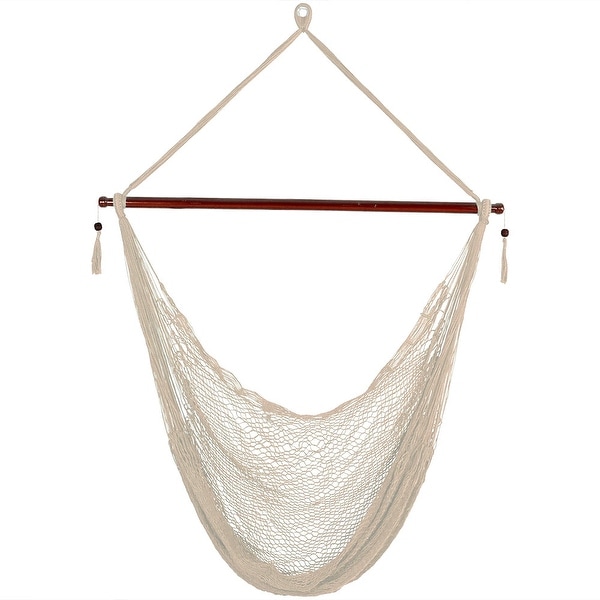 Sunnydaze Cream Hanging Cabo Extra Large Hammock Chair - 47-Inch Spreader Bar - Hammock Chair ONLY