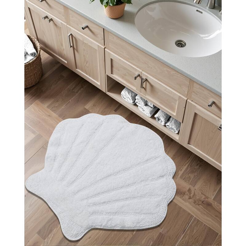 Better Trends Seashell Bath Rug 100% Cotton Absorbent Reversible Bathroom Mat Marilyn Collection