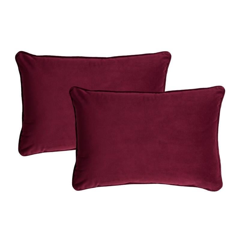Sherry Kline Glendon Velvet Corded Edge pillow, zippered with Polyester Insert (Set of 2) - Burgundy