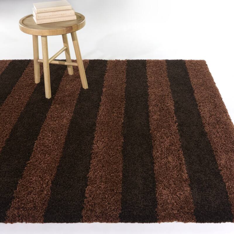 Bruice Striped Shag Area Rug - 7'10" x 10' - Brown - Rectangle