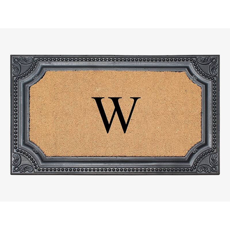 A1HC First Impression Carson Rubber and Coir 24" X 39", Heavy Duty, Easy to Clean Outdoor Monogrammed Doormat - Monogrammed W