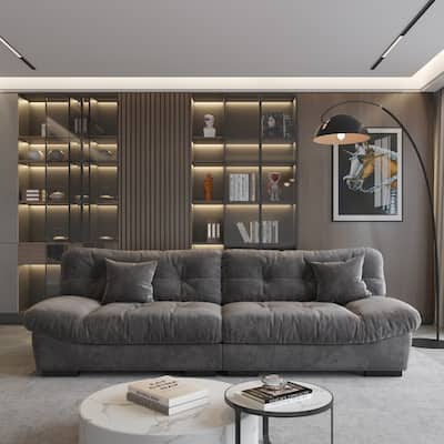 Cloud Modular Sectional Sofa,105" Scrub Velvet Minimalist Sofa Couch with 2 Pillows
