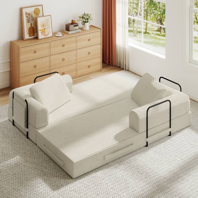 Folding Sofa Sleeper with Armrests, Sofa Bed Convertible Sofa Bed Floor Sofa Bed with Foldable Armrests