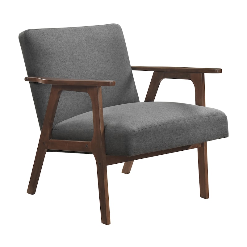 Dean 27" Textured Fabric Accent Chair - Solid Rubberwood Frame - Dark Gray (Brown Finish)