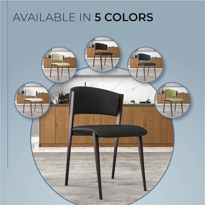 Leather Dining Chairs with Iron Legs and Open-Back Design Aspen Series Set of 2