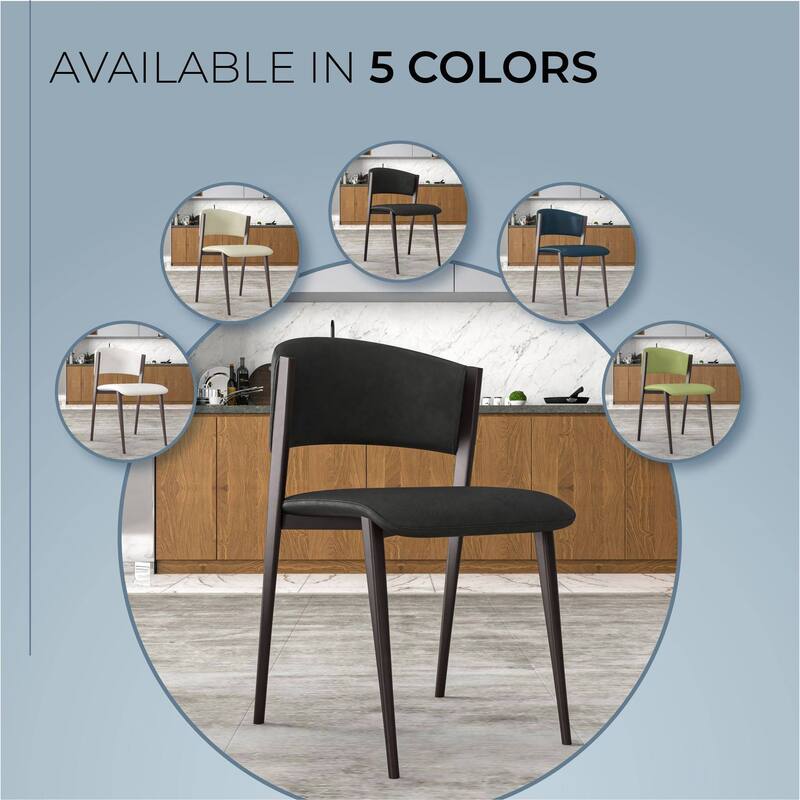 Leather Dining Chairs with Iron Legs and Open-Back Design Aspen Series Set of 4