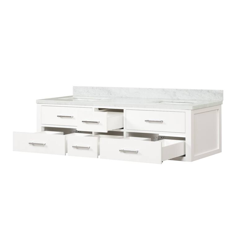 Lexora Castor Double Bath Vanity and Carrara Marble Top