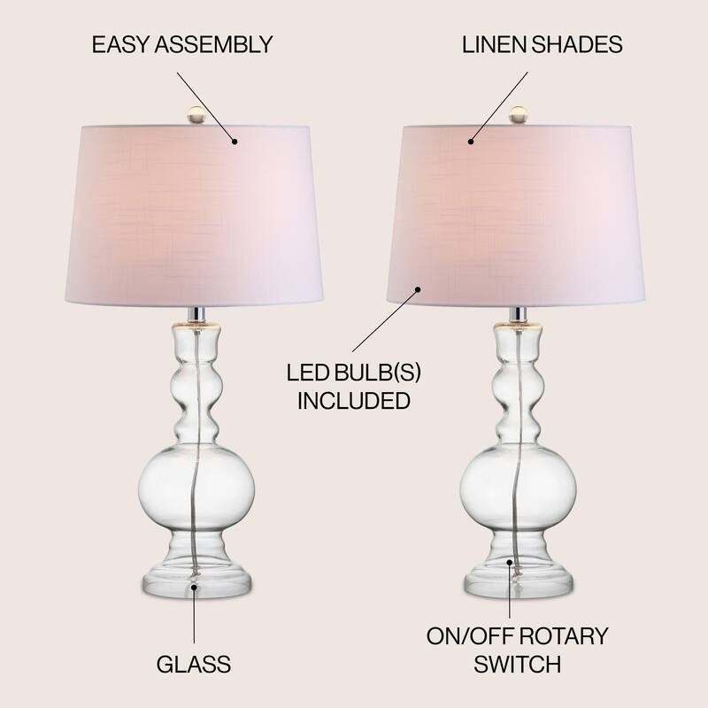 Stewart 28.5" Glass LED Table Lamp, Aqua (Set of 2) by JONATHAN Y