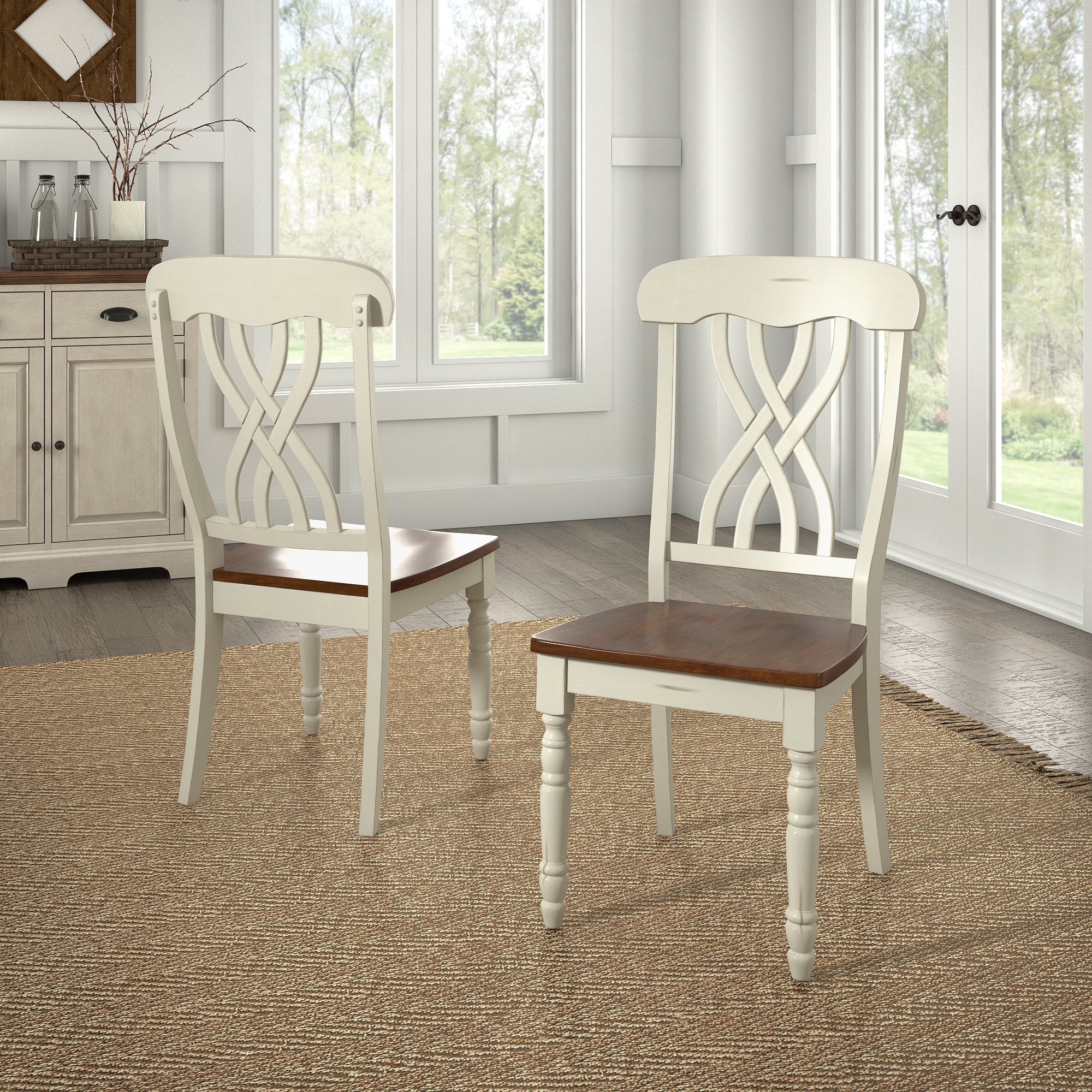 Brunico Two-Tone Antique Dining Chairs (Set of 2) - Bed Bath
