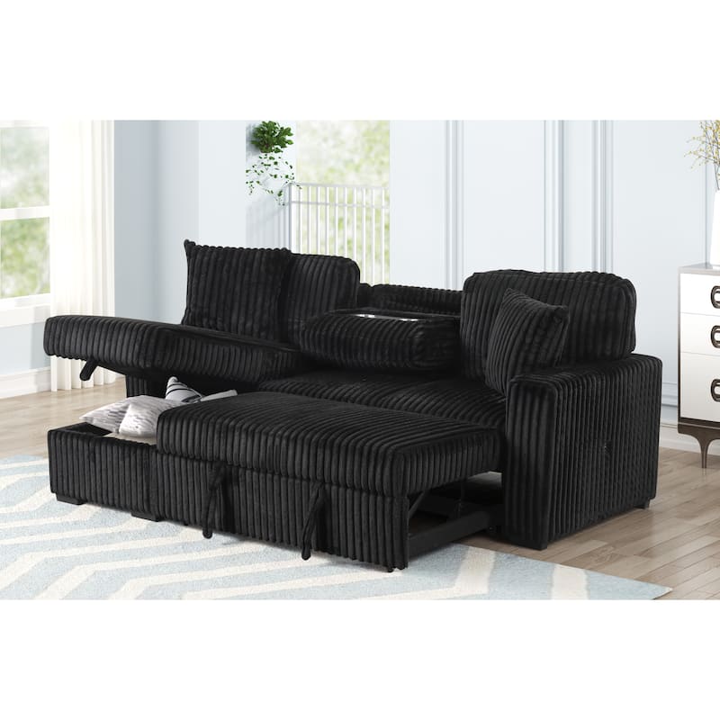 Plush Sectional in Black, Cream and Gray