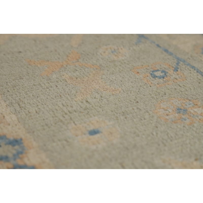 Hand Knotted Oriental 100% Wool Carpet Transitional All-Over Navy Blue & Blues Oushak Area Rug - 10' 0'' X 8' 0''