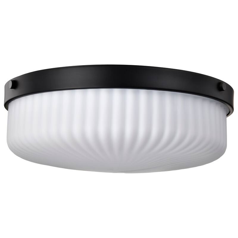Solara Flush Mount Matte Black Finish Frosted Ribbed Glass - Matte Black