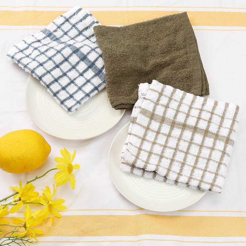 100% Cotton Dish Clothes, Waffle Buffalo Checked Kitchen Towels, Absorbent Dish Cloths