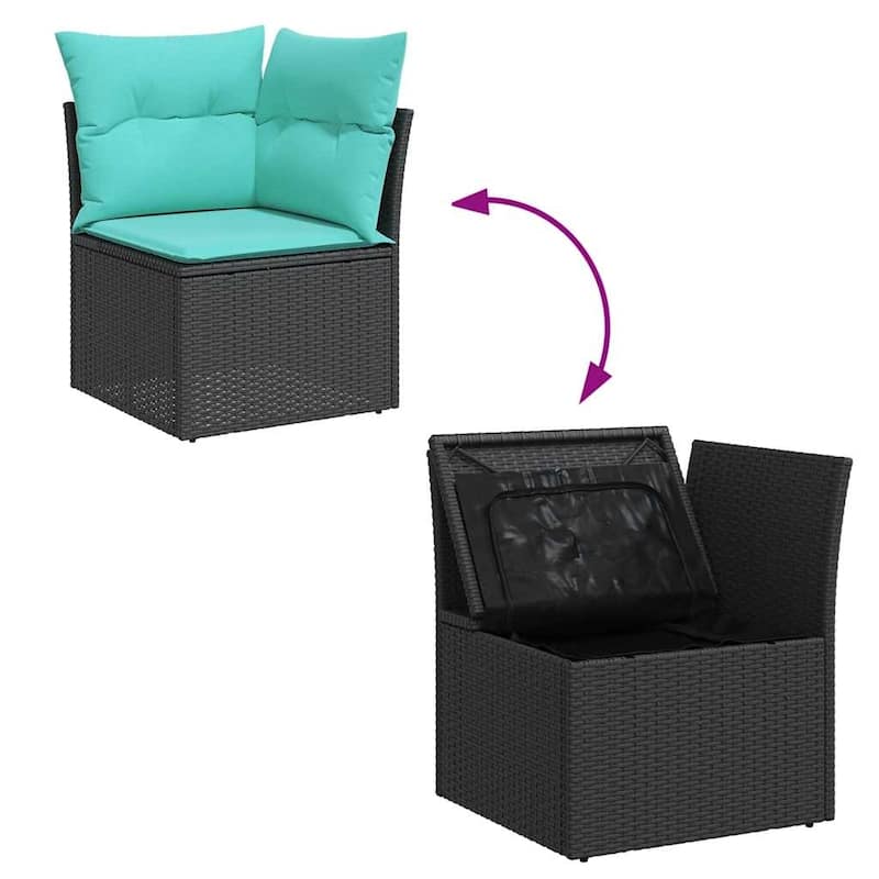 vidaXL Patio Sofa Set with Cushions Table and Couches 8 Piece Poly Rattan