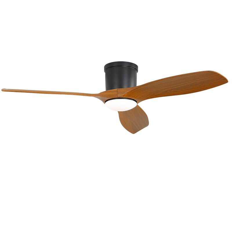 52 Inch Flush Mount Ceiling Fan with Light and Remote, Reversible DC Motor Ceiling Fan for Bedroom Living Room Kitchen