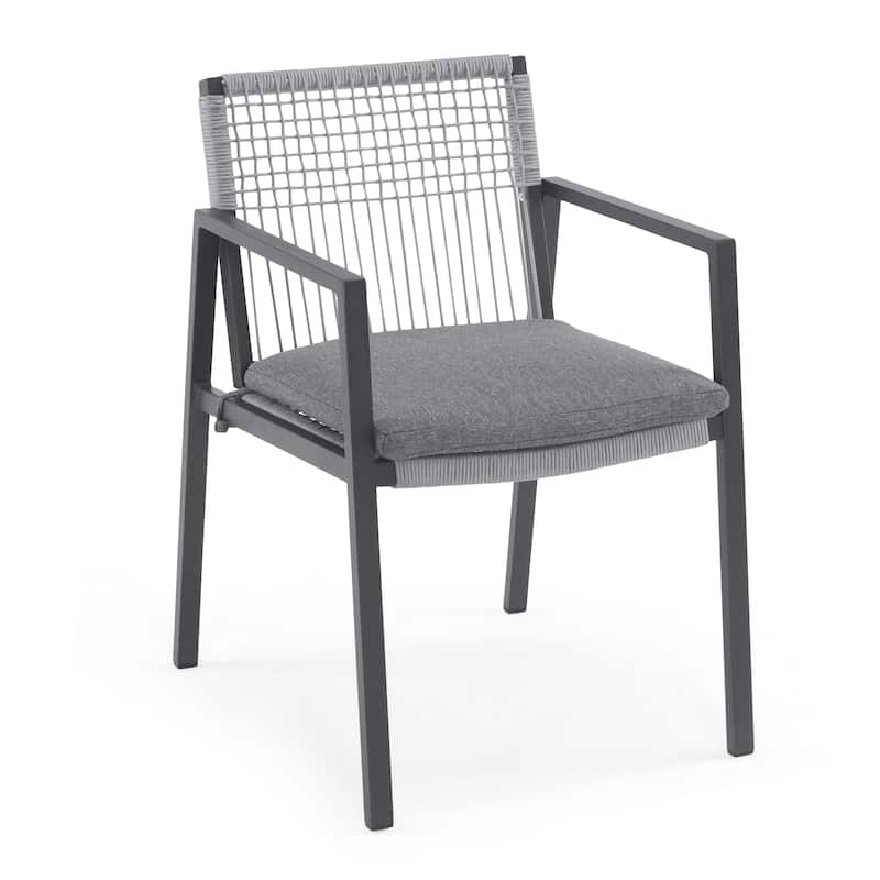 Modern 7-Piece Outdoor Dining Set 70.25" Rectangular Faux Wood Top Dining Table with 6 Rope-Woven Chairs for Patio, Backyard