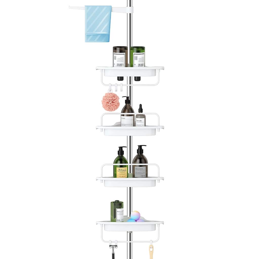 Rustproof Shower Caddy Corner for Bathroom,Bathtub Storage Organizer for Shampoo Accessories - White