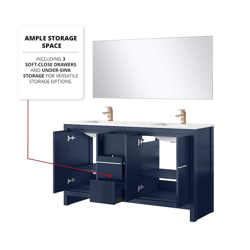 Lafarre Bath Vanity with Quartz Top, Sink, Mirror and Rose Gold Faucet