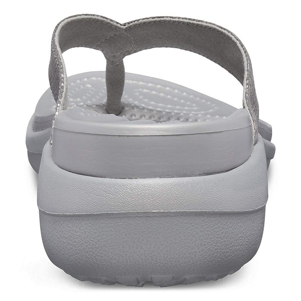 crocs women's capri metallic text wedge flip flop