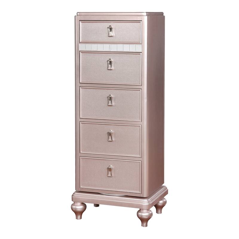Dzhebel I Transitional Solid Wood 5-Drawer Swivel Chest by Copper Grove