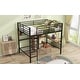 preview thumbnail 6 of 13, Full Size Metal & Wood Loft Bed with L -shaped desk and shelves, Black