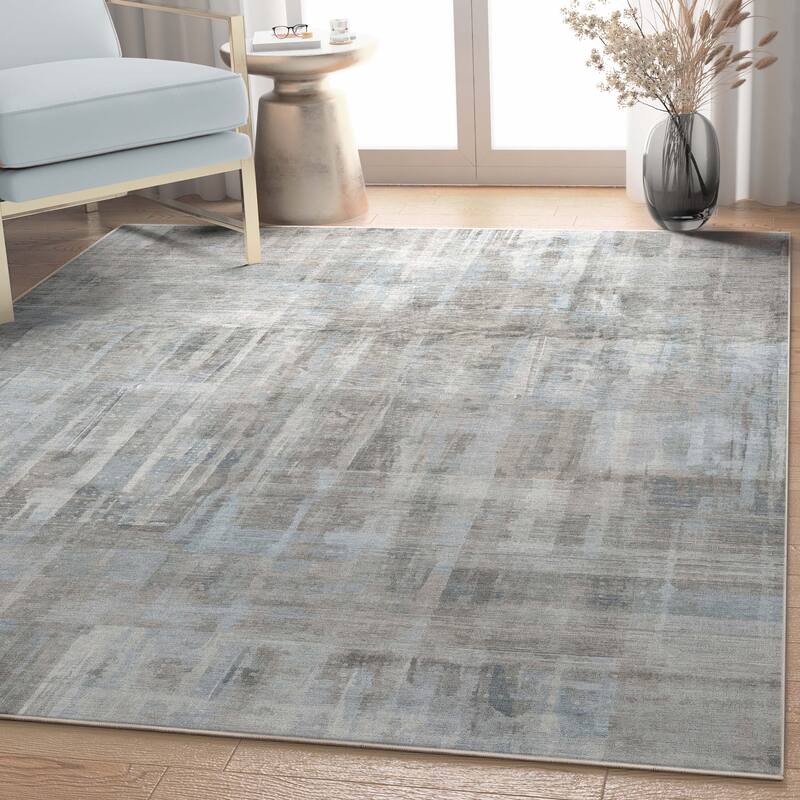 Well Woven Abstract Toronto Modern Brushstroke Flat-Weave Area Rug - Gray Blue - 9' 10" x 13' - Rectangle