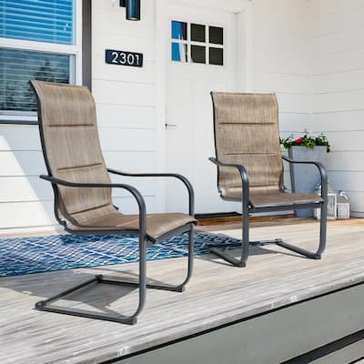 Outdoor Patio Dining Chairs, Breathable Textilene, Iron Frame