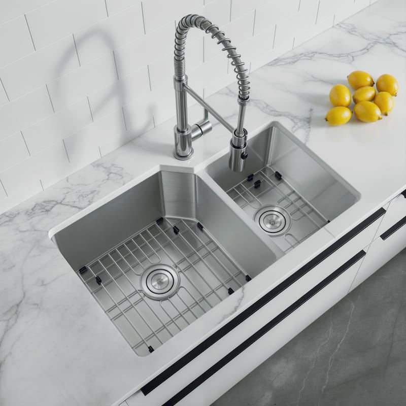 Dowell Undermount Double Bowl Stainless Steel Kitchen Sink - Small Radius Corners