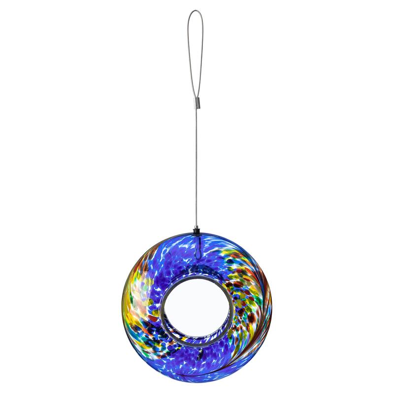 Glitzhome Round Hanging Multi-Color Mosaic Birdfeeder