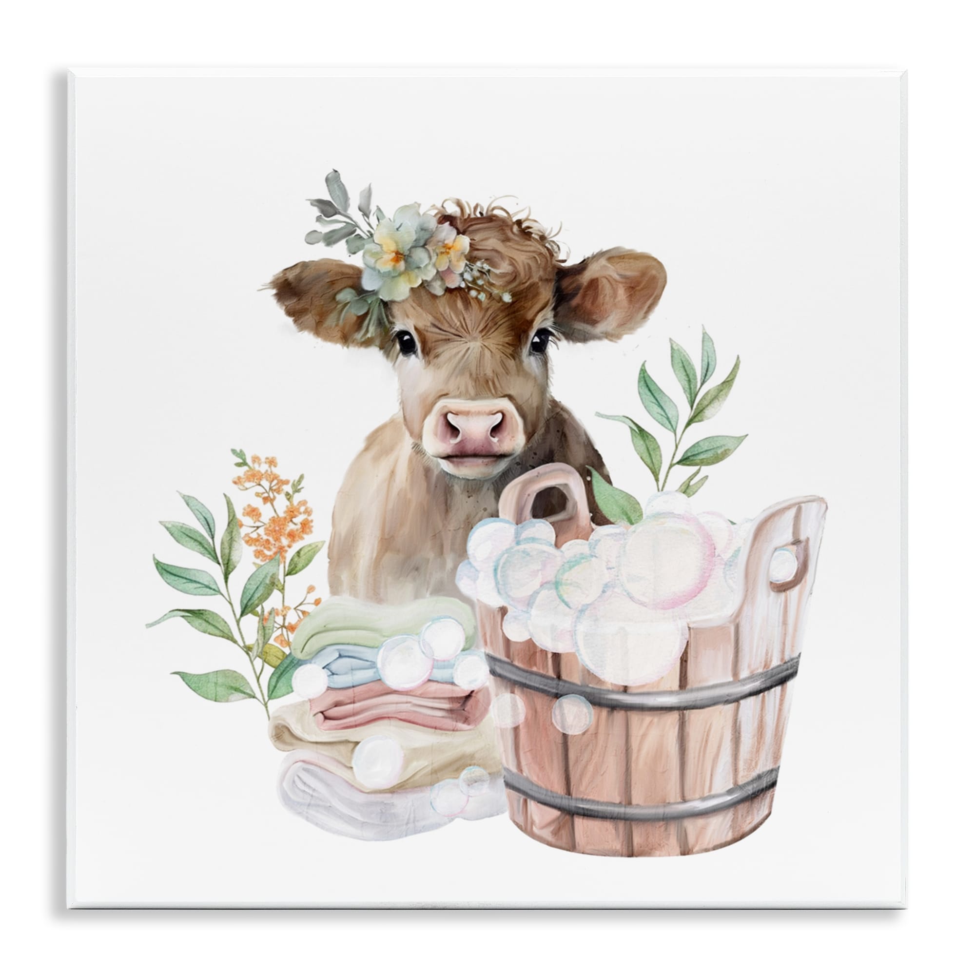 Stupell Laundry Day Baby Cow Wall Plaque Design by Kim Allen