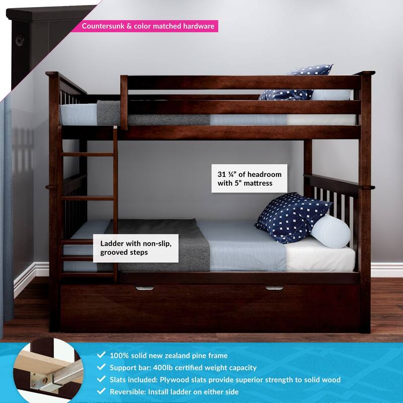 Max and Lily Twin over Twin Bunk Bed with Trundle